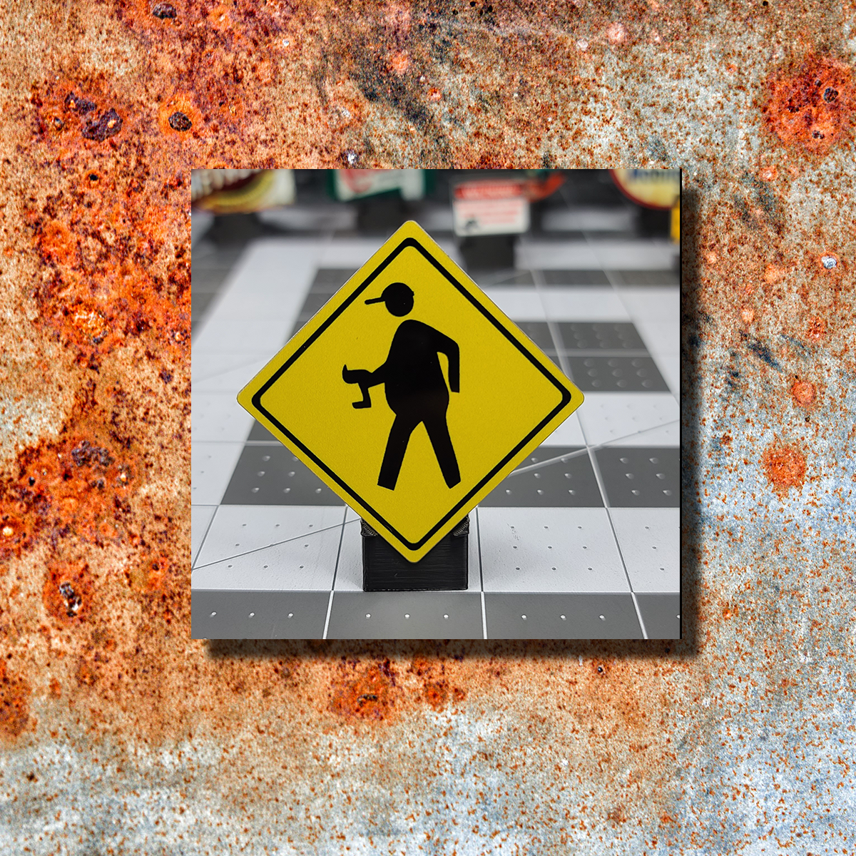 Heavy Pedestrian Road Sign